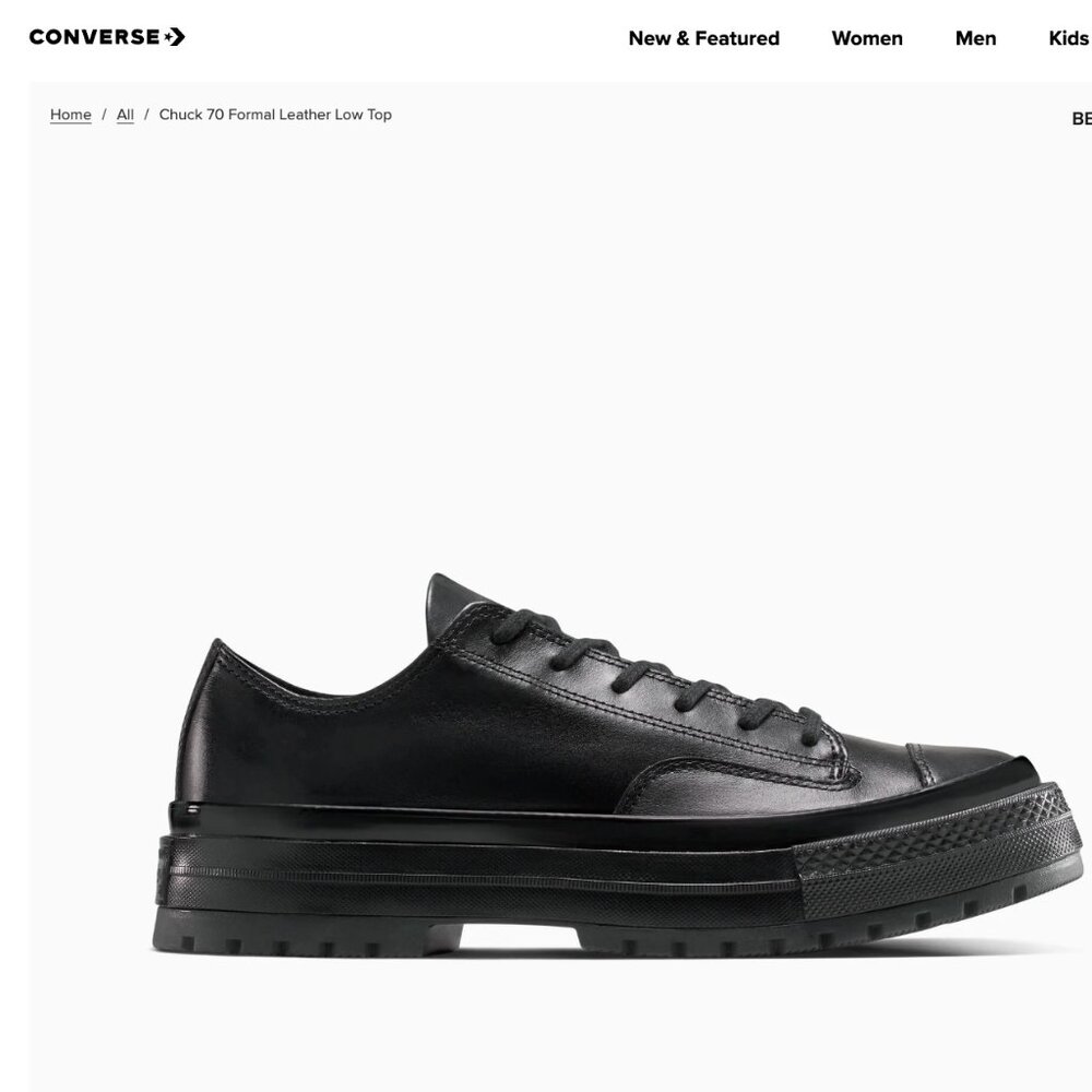 Converse Chuck 70 Formal Leather Low Top - Black/Black/Black / Men's 4 / Women's